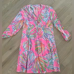 Lilly Pulitzer 3/4 Sleeve Shift Dress Seashell Print Size XS
